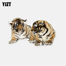 YJZT-pegatina reflectante de PVC para coche, adhesivo divertido de dos tigres, de 14CM x 8,5 CM, 5-0530 2024 - compra barato