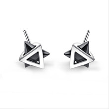 Everoyal Charm Men Triangle Black Stud Earrings For Women Jewelry Trendy Silver Plated Girls Earring Female Princess Accessories 2024 - buy cheap