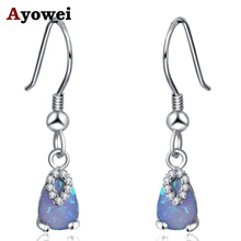 Ayowei 2018 New Water Drops Gift For Women Blue Fire Opal 925 silver stamped drop Earrings fashion Jewelry OE767A 2024 - buy cheap