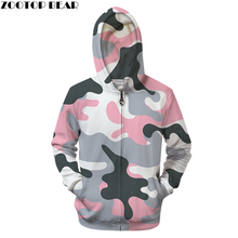 Camo 3D Zipper Hoodie Men S Clothing Women Zip Sweatshirt Casual Tracksuit Groot Hoody Pullover Coat Drop ship ZOOTOP BEAR 2024 - buy cheap