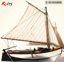 Classic wooden sailing boat assembled set of material the Mini "FLATTIE" sail boat model Aficionados 1/35 scale 2024 - buy cheap