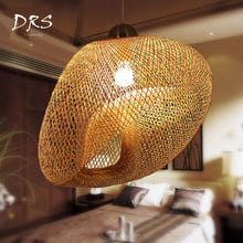 Creative Handmade Bamboo Weaving Pendant Lamps Countryside Restaurant Hanging Lamps Personality Coffee Bar LED Pendant Lights 2024 - buy cheap