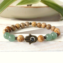 Hamsa  Green Aventurine Men bracelet, Hamsa Hand bracelet, natural stone yoga  mala,   3.5 2024 - buy cheap