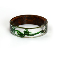 Anillo de resina epoxi transparente para hombre y mujer, sortija de dedo con diseño de paisaje Natural de madera, estilo Punk 2024 - compra barato