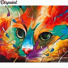 Dispaint Full cuadrado/redondo taladro 5D DIY diamante pintura "Animal color Gato" 3D bordado punto de cruz decoración del hogar regalo A11320 2024 - compra barato