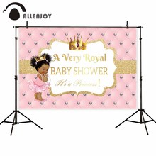 Allenjoy princess photography backdrops pink headboard golden crown doll girl baby shower background for photo shoots photocall 2024 - buy cheap