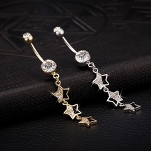 Three stars zircon crystal Surgical Steel Belly Button Rings Drop Dangle  tassel Navel Piercing Rings  Body Jewelry 2024 - buy cheap