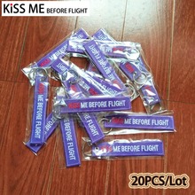 20Pcs/lot KISS ME BEFORE FLIGHT Embroidery Keychains For Women Bag Pendant Men Metal Key Ring Car Luggage Tag Aviation Gifts 2024 - buy cheap