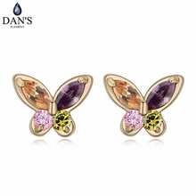 DAN'S ELEMENT New Sales AAA Zirconia Micro Inlays Champagne Gold Color Butterfly Earrings For Women Valentine 110473multicolour 2024 - buy cheap