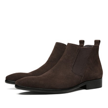 Botas Chelsea a la moda para hombre, botines informales de cuero de ante, color negro/marrón 2024 - compra barato