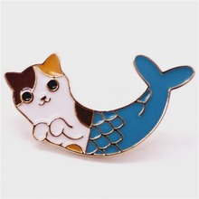 Broche de gato de sirena esmaltado de estilo japonés nuevos y coreano, pin de moda para collar, insignia, 2020 2024 - compra barato