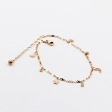 New Cute Beautiful Star Moon Crystal Anklet Titanium Steel 8 Shape Chain Rose Gold Woman Jewelry Length 20cm+5cm 2024 - buy cheap