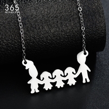 Hot Sale Love Family Necklace For Children Stainless Steel Mama Dad Three Girls Pendant Necklace Kids Birthday Gift 2024 - buy cheap