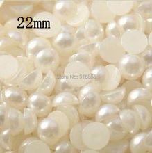 Free shipping  ivory color 100pcs 22mm big size ABS resin  half round  flatback imitation pearl beads DIY craft 2024 - buy cheap