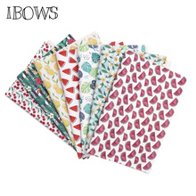 IBOWS 22*30cm Snythetic Leather Watermelon Plants Printed Faux Pu Leather Fabric for DIY Hair Bows Clips Bags Accessories Fabric 2024 - buy cheap