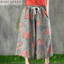 Pantalones de pierna ancha para mujer, ropa tradicional china con estampado floral retro, pantalones elásticos holgados FF622 A 2024 - compra barato