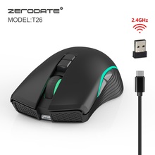 Zerogate t26 mouse usb ergonômico recarregável 2.4g, sem fio com porta de carregamento rápido tipo c, notebook com iluminação de fundo, mouse de mesa 2024 - compre barato