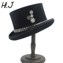 Sombrero de lana de 100% para hombre y mujer, sombrero Steampunk con tapa, hecho a mano, engranaje Steampunk, Fedora, Cosplay, para espectáculo, 15CM, 4 tamaños 2024 - compra barato