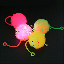 Hot Color Random Cartoon LED Light Up Glowing Hair Flash Ball Baby Elasticity Fun Toys Gifts Children Squeeze Anti Stress Toys 2024 - купить недорого