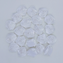 20 unids/bolsa blanco rosa hecho a mano diámetro 3,5 Cm Rosa de satén de la cinta de flores artificiales ramo de boda bricolaje flor Accesorios 2024 - compra barato