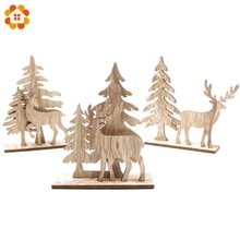 1Set Multi Styles Lovely Christmas Deer Wooden Ornaments DIY Wood Crafts Christmas Party Supplies Home Table Decorations Gifts 2024 - buy cheap