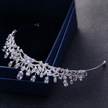 Vintage Plant Design Tiara Crown Cubic Zirconia Headband Hair Jewelry Micro Paved Zircon CZ Stone Headdress Princess Coronet New 2024 - buy cheap