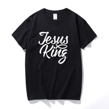 JESUS IS KING Christian Religion Men T Shirt Tshirt Fashion New O Neck Cotton T-shirt Tee Camisetas 2024 - buy cheap