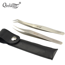 High Quality VETUS Volume Lash Tweezer Golden Feather and Dolphin Tweezers for Eyelash Extension Tools in Black Leather Packing 2024 - buy cheap