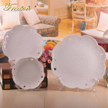 Concise White Emboss Ceramic Plates Cake Dishes Dinner Porcelain Plate Pastry Fruit Dish Steak Tray Tableware Dinnerware 2024 - buy cheap