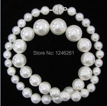 New 8-14mm White Shell Pearl Round Beads Necklace Girl Gift Beads Jewelry Making Natural Stone Rope Chain 18inch(Minimum Order1) 2024 - buy cheap