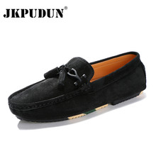 JKPUDUN Suede Leather Men Loafers Luxury Brand Italian Camouflage Men's Casual Shoes Slip On Boat Shoes for Men Moccasins Black 2024 - buy cheap