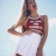 Summer Style Sexy Women Crop Tops NO TIME FOR FUCKBOY Letter Printed Sleeveless Halter neck Tank Crop Tops Short Vest 2024 - buy cheap