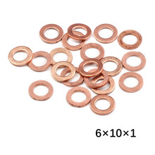 Arruela de cobre sólido 20 tamanhos 6x10x1mm, anel plano de vedação, arruelas para vedação de óleo, acessórios de hardware 2024 - compre barato