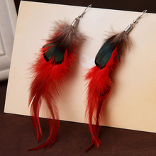 European Style Vintage Feather Earrings for Women Jewerly Hot Sales Wholesales handmade Feather Dangle Earrings 2024 - buy cheap