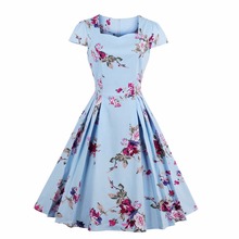 Vestido de verano de fiesta de estilo Rockabilly para mujer, elegante vestido Vintage ajustado de los años 50 a 60, con estampado Floral, 2021 2024 - compra barato