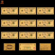 Cédulas de cédulas 5 dólares em 24k, novas notas em folha de ouro 2024 - compre barato