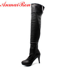 ANMAIRON Sexy High Heels Platform Over the Knee Boots Fashion Soft Leather Flower Spring Snow Winter Shoes Long Boots 2024 - buy cheap