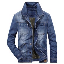 Nueva moda chaqueta de Denim vaquero hombres chaqueta de Jean informal abrigo Retro Azul Otoño e Invierno ropa masculina ropa prendas de vestir de talla grande 2024 - compra barato