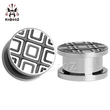KUBOOZ Stainless steel solid Party line stripes ear plugs piercing tunnels body jewelry expander pair selling gauges 2024 - buy cheap