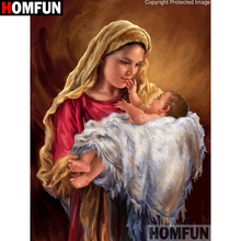 HOMFUN-pintura de diamante redondo/cuadrado completa, cuadro artesanal 5D, punto de cruz bordado de "belleza religiosa", decoración para el hogar, regalo A18033 2024 - compra barato