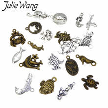 Julie Wang 20PCS Randomly Mix Turtle Fish Mermaid Seahorse Antique Alloy Charms For Neckalce Pendant Jewelry Making Accessories 2024 - buy cheap