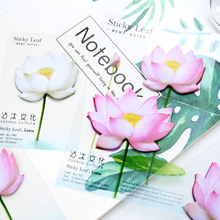 Cute Romantic Lotus Flowers Memo Pad N Times Sticky Notes White Pink Flower Notes Escolar Papelaria School Supply Bookmark Label 2022 - buy cheap