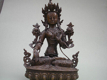 Тибетский буддизм Чистая Бронза Изысканная резная Белая Тара Кван-Инь статуя Будды 2024 - купить недорого