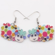 Bonsny drop sheep earrings acrylic dangle  2015 news spring summer girls woman  fashion  jewelry accessories cute animal design 2024 - buy cheap