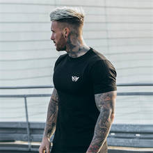 High quality men T shirt casual Muscle gyms short sleeve O-neck pure color printed cotton t shirt summer new brand fitness Tees 2024 - buy cheap