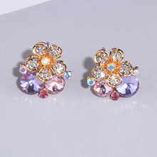 2019 New Sweet Colorful Crystal Flower Stud Earrings For Women Girls Elegant Cute Earrings Brincos Party Jewelry Gifts WX217 2024 - buy cheap