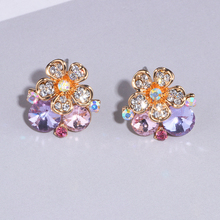 Pendientes con forma de flor de cristal para mujer y niña, aretes bonitos y dulces, regalos de joyería para fiesta, WX217, novedad de 2019 2024 - compra barato