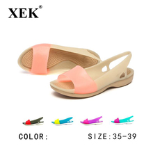 XEK 2018 Spring And Summer New Color Shoes TPU Flat Bottom Non-slip Sandals And Slippers Stitching Women's Sandals Wyq210 2024 - buy cheap