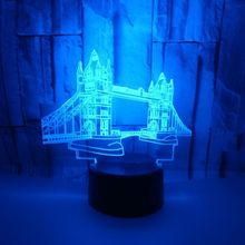 Creative 3D Night Light Usb Colorful Tower Bridge Shape Led Lampara Bedroom Bedside Sleep Light Building Table Lamp 7 Colors 2024 - buy cheap