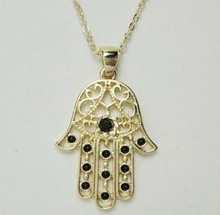 Alloy Gold Fatima Hand Necklace Hamsa Necklace Lucky Jewelry 2024 - buy cheap